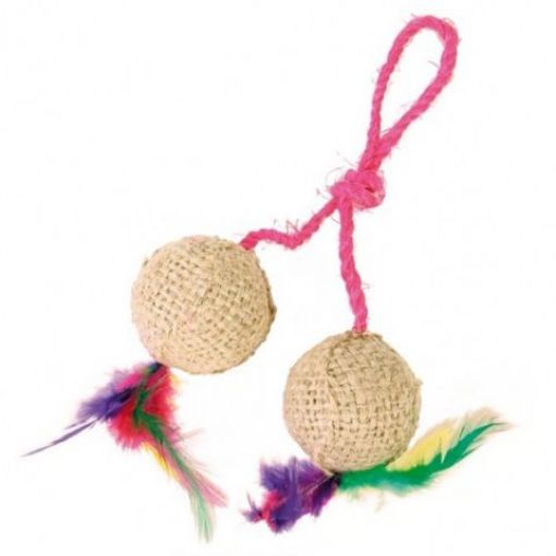 Picture of CAT TOY BALLS ON A ROPE WITH CATNIP PLUSH 4.5CM