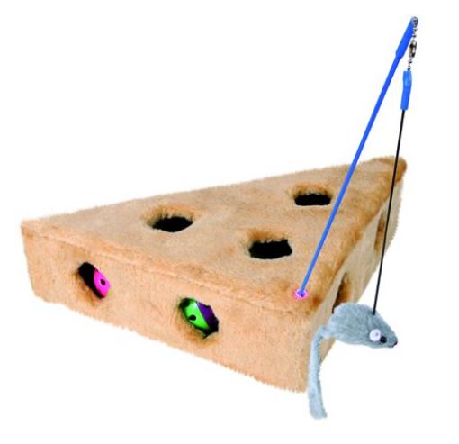 Picture of CAT TOY CHEESE WITH PLAYING ROD & BALLS 36X8X26CM