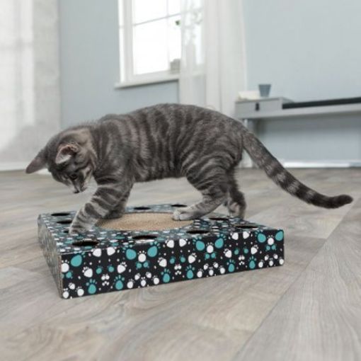 Picture of CAT SCRATCHING CARDBOARD WITH TOY 33X33CM/BLACK