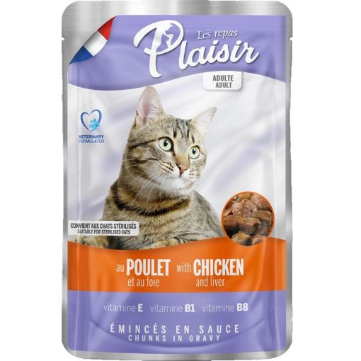 Picture of PLAISIR CAT POUCH ADULT CHUNKS CHICKEN&LIVER IN GRAVY 100G