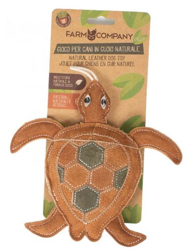 Picture of FC GREEN NATURAL LEATHER DOG TOY TURTLE 20CM