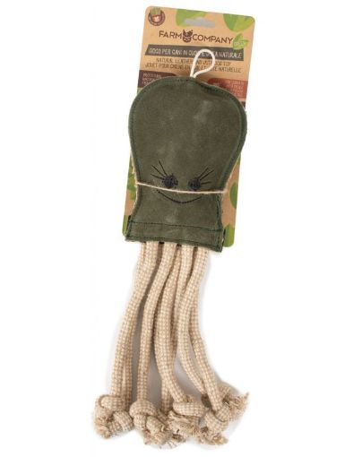 Picture of FC GREEN NATURAL LEATHER AND JUTE DOG TOY OCTOPUS 40CM