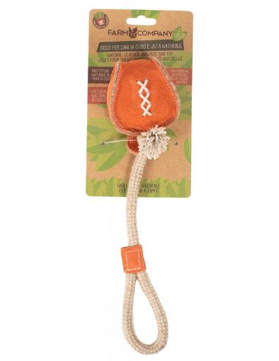 Picture of FC GREEN NATURAL LEATHER AND JUTE DOG TOY BALL WITH HANDLES 36CM