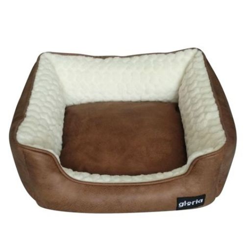 Picture of GLORIA DOG BED 50X43CM BROWN/WHITE
