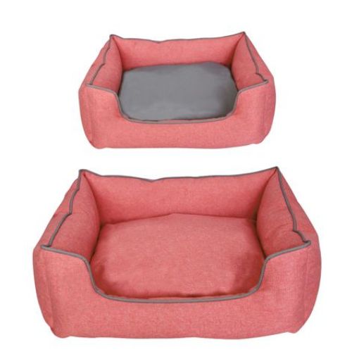 Picture of GLORIA DOG BED 50X43CM GREY/RED