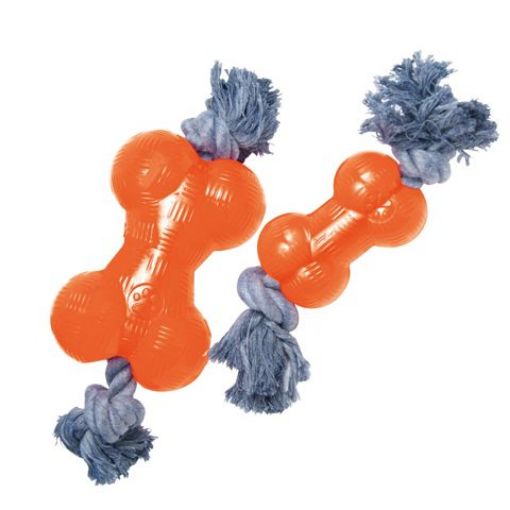 Picture of DOG TOY TPR LARGE BONE WITH ROPE 13.97CM/ORANGE