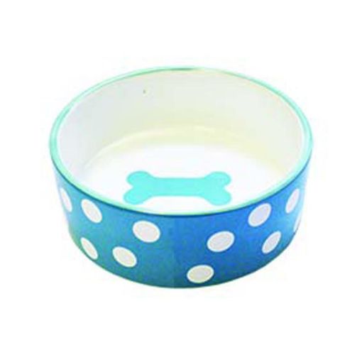 Picture of PET PLATTER POLKA DOT PET BOWL SM 13CM/400ML/BLUE