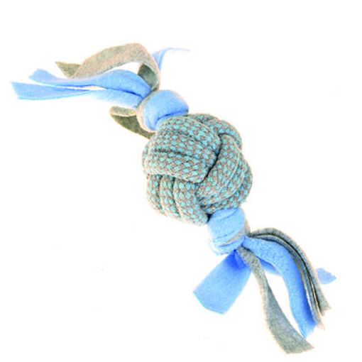 Picture of LITTLE RASCALS FLEECY ROPE BALL TUGGER BLUE 22X8CM