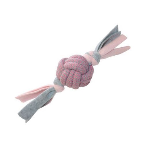 Picture of LITTLE RASCALS FLEECY ROPE BALL TUGGER PINK 22X8CM