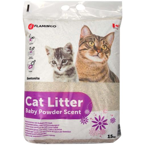 Picture of CAT LITTER CLUMPING BABY POWDER SCENT 15KG