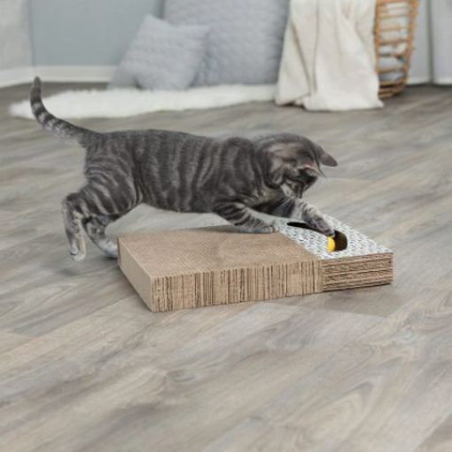 Picture of CAT SCRATCHING CARDBOARD WITH TOYS 38X30CM/WHITE
