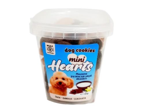 Picture of DOG COOKIES miniHEARTS BISCUITS MILK/VANILLA/CHOCOLATE 160G