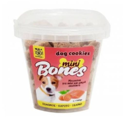 Picture of DOG COOKIES miniBONES BISCUITS SALMON/CARROT/CELERY 160G